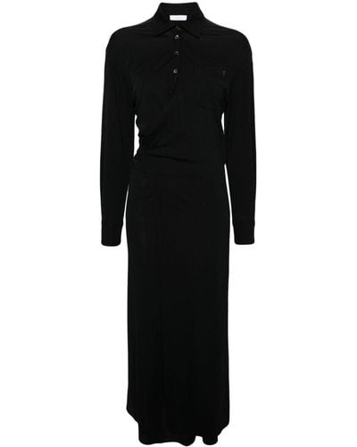 Rabanne Ruched Midi Wrap Dress - Black