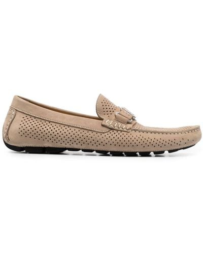 Casadei Nabuk Perforated-detailing Suede Loafers - Brown