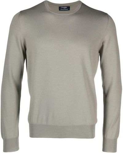 Barba Napoli Crew-neck Coton Sweater - Grey