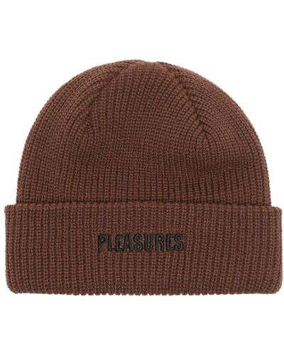 Pleasures Logo-embroidered Turn-up Beanie - Brown