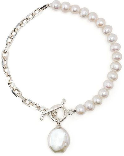 Dower & Hall Pulsera Luna Keshi con perlas - Metálico