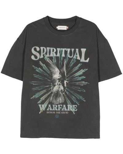Honor The Gift Spiritual Conflict Cotton T-shirt - Black
