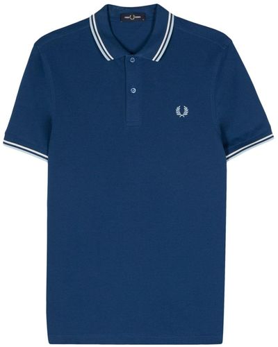 Fred Perry Logo-embroidered cotton polo shirt - Blau