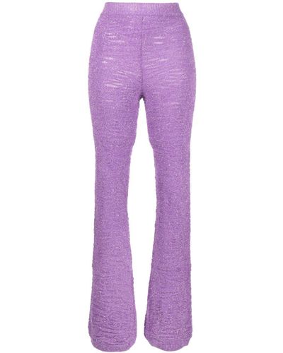 Marco Rambaldi Tinsel-detail Knit Trousers - Purple