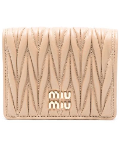 Miu Miu Portemonnaie aus Matelassé-Leder - Natur
