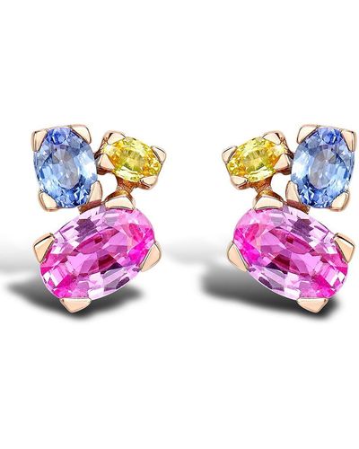 Pragnell 18kt Rose Gold Sapphire Rainbow Stud Earrings - Pink