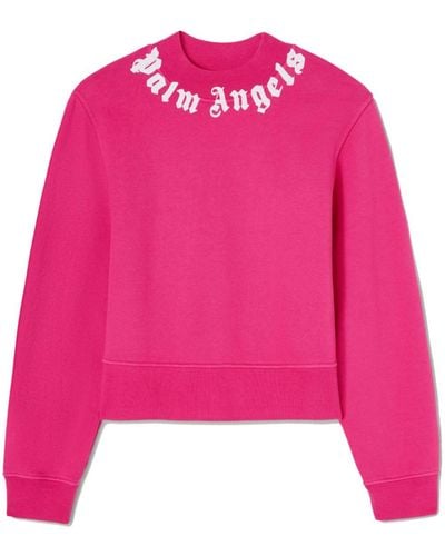 Palm Angels Logo-print Cotton Sweatshirt - Pink