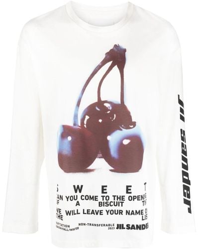 Jil Sander T-Shirt mit Kirschen-Print - Weiß