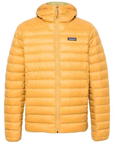 Patagonia Logo-patch Hooded Down Jacket - Yellow