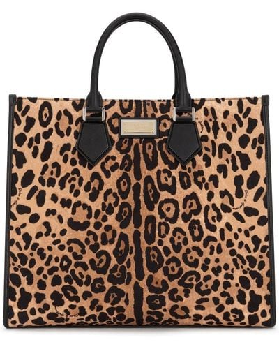 Dolce & Gabbana Shopper mit Leoparden-Print - Braun