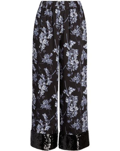 Cinq À Sept Phoebe Floral-print Pants - Black