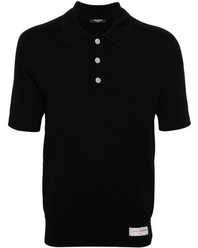 Balmain ショートスリーブ ニットポロシャツ - ブラック