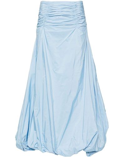 Anna October Puffball Draped Maxi Skirt - Blue