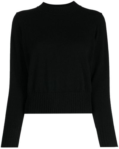 N.Peal Cashmere Cropped Ribbed-knit Cashmere Jumper - Black