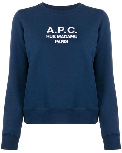 A.P.C. Top en maille à logo - Bleu