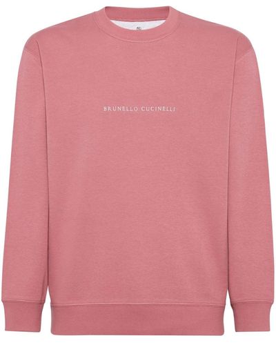 Brunello Cucinelli Sweater Met Geborduurd Logo - Roze