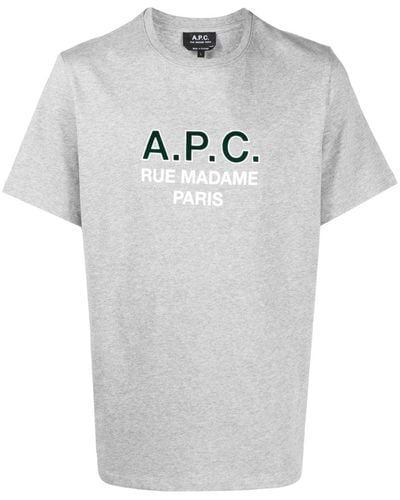 A.P.C. Logo-print Cotton T-shirt - Gray