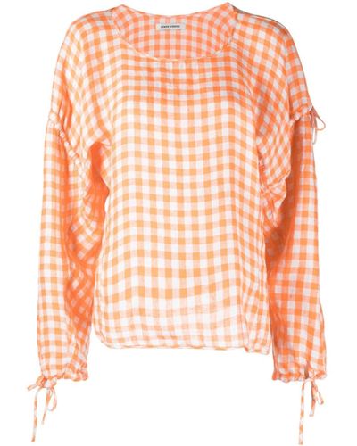 Henrik Vibskov Blouse Tapas à carreaux - Rose