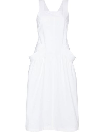 Low Classic Apron-style Midi Dress - White