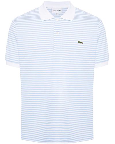 Lacoste Logo-applique Striped Cotton Polo - Blue