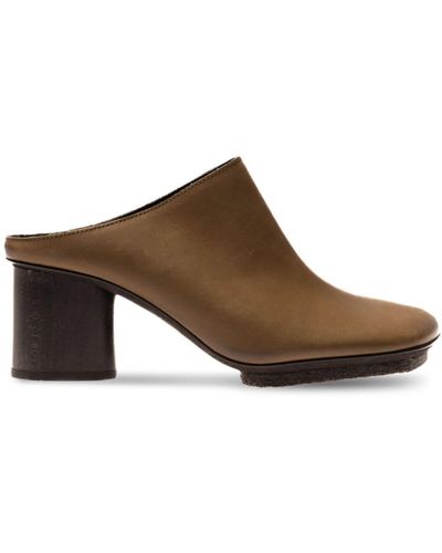Uma Wang Mid-heel Leather Mules - Bruin