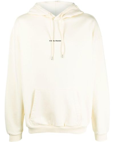 A BETTER MISTAKE Logo Print Pullover Hoodie - White