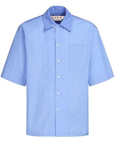 Marni Pinstriped Bowling Shirt - Blue