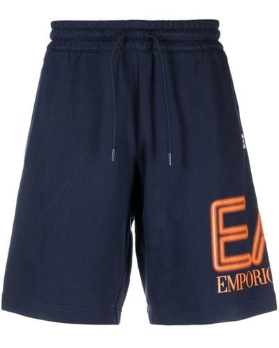 EA7 Pantalones cortos de chándal con logo - Azul