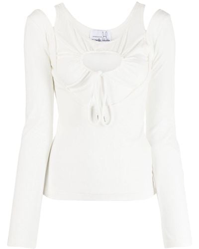 Natasha Zinko Heart Cut-out Long-sleeve T-shirt - White