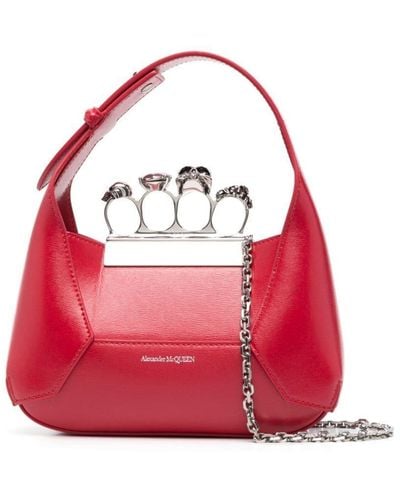 Alexander McQueen The Jeweled Leather Mini Bag - Red