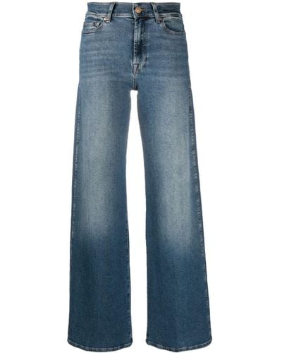 7 For All Mankind Lotta High-rise Wide-leg Jeans - Blue
