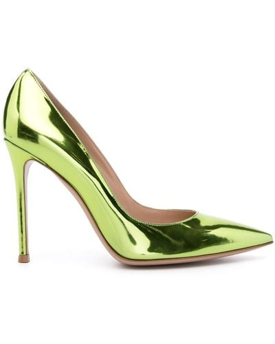 Gianvito Rossi Gianvito 105mm Metallic-effect Court Shoes - Green
