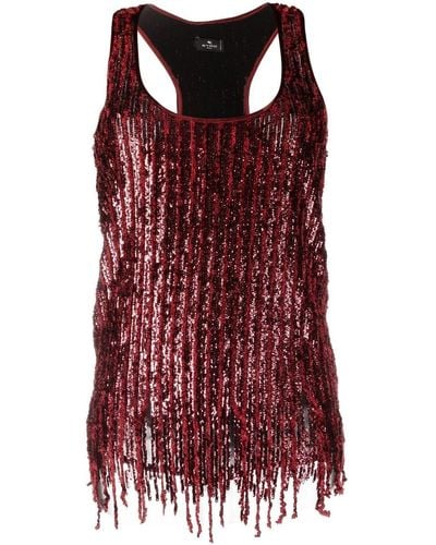 Etro Sequinned Tank Top - Red