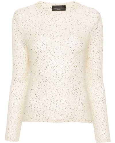 Roberto Collina Sequin-embellished Sweater - Natural