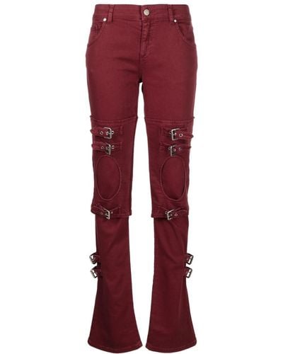 Blumarine Buckle-embellished Cut-out Jeans - Red