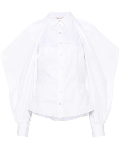 Alexander McQueen Slashed Drape-sleeve Shirt - White
