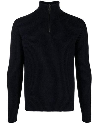 Roberto Collina Half-zip Ribbed-knit Sweater - Blue