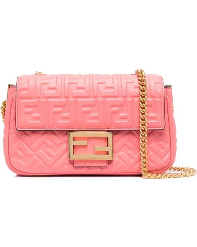 Fendi Mittelgroße Baguette Chain Schultertasche - Pink