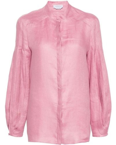 Gabriela Hearst Laetitia Linen Pleated Blouse - Pink