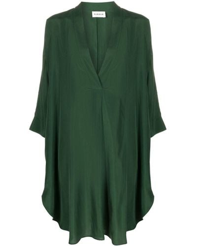 P.A.R.O.S.H. Zijden Midi-jurk Met V-hals - Groen