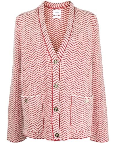 Barrie Chevron-knit V-neck Cardigan - Pink