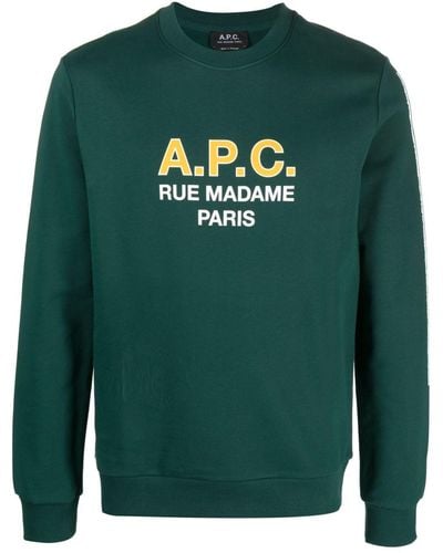 A.P.C. Logo-print Cotton Sweatshirt - Green