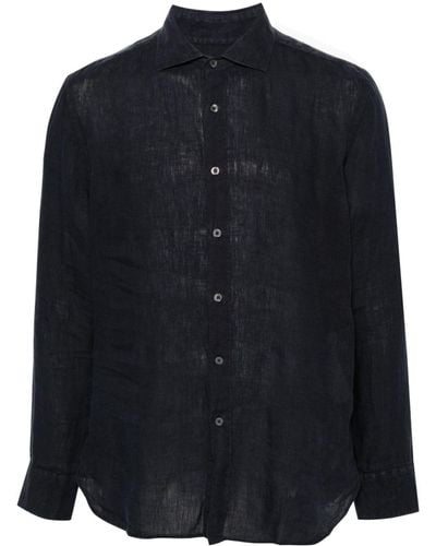 120% Lino Long-sleeves Linen Shirt - Blue
