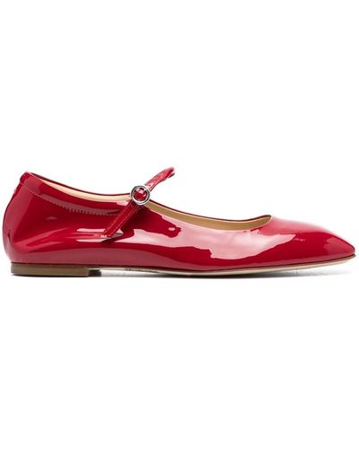 Aeyde Uma Patent Leather Mary Jane Shoes - Red