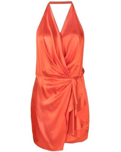 Michelle Mason Halterneck Open-back Silk Minidress - Red