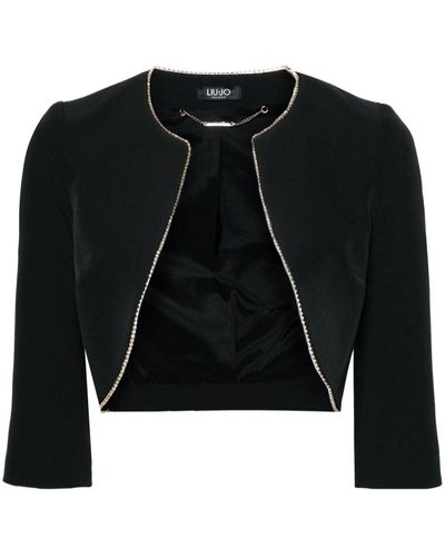 Liu Jo Rhinestone-embellished Cropped Jacket - Black