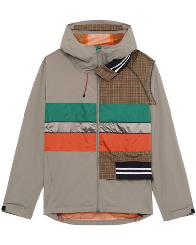 Kolor Contrasting-panel Hooded Jacket - Gray