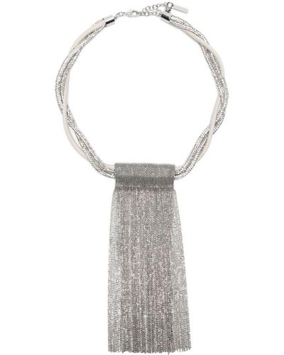 Peserico Maxi Halskette mit Fransen - Weiß