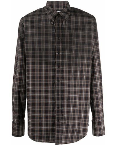 DSquared² Plaid Check Pattern Shirt - Gray