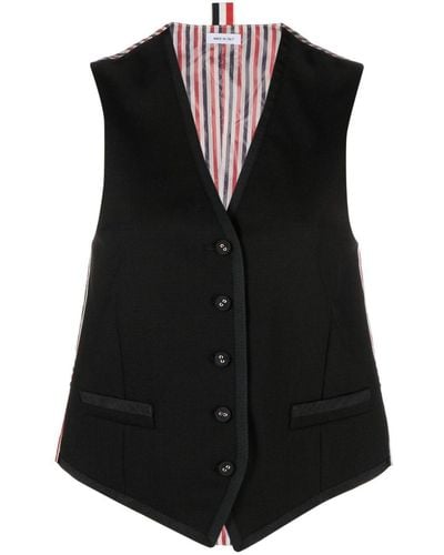 Thom Browne V-neck Button-fastening Waistcoat - Black